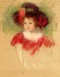 Margot in Big Bonnet and Red Dress